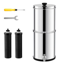 Système de Filtration D'eau par Gravité 1,5 G-Duoku- Acier Inoxydable 304- avec 2 Filtres à Charbon et Robinet