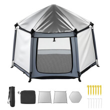 Bébé-Duoku-puisto-150x150 cm-Käytettävä ja Kannettava Leikkialue UPF 50+ Aurinkosuojalla, Kuljetuslaukkua, Hengittävää Verkkoa