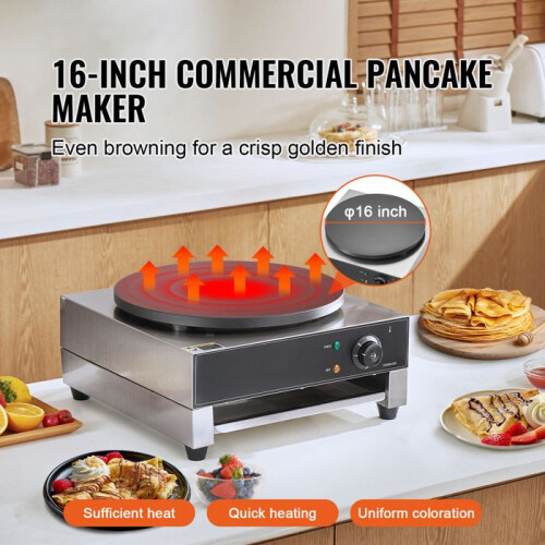 Crepeira Elétrica - DUOKU - 16 Polegadas - 1700 W - Aço Inoxidável - Comercial 2