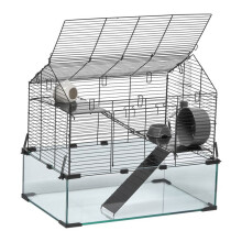 Gaiola para Hamster - DUOKU - Habitat Transparente 360 - 58,9 x 38,1 x 54,9 cm - Gaiola Ventilada - Preto