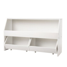 Houten Speelgoed Organizer-Duoku-Kinderbibliotheek met Opbergruimtes-Meubel met 2 Uittrekbare Lades-Wit