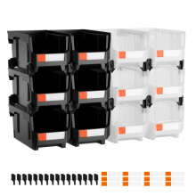 Stapelkastjes - DUOKU - V6-Zwart&Wit-12 - 12 stuks - 37,7 x 21,5 x 18 cm - PP