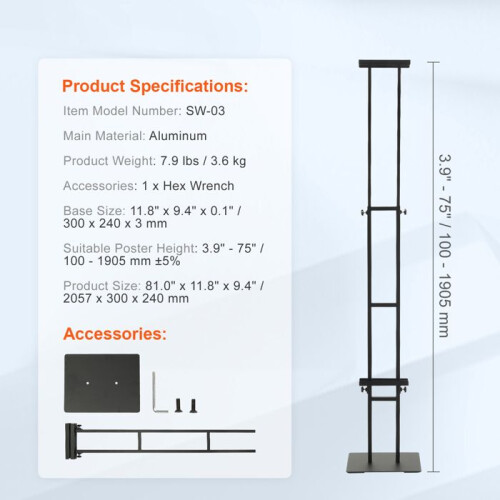 Support pour Affiche-Duoku-Réglable Jusqu'à 190,5 cm-Support de Panneau Double Face Robuste-Support de Bannière sur Pied 1