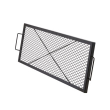 Grelha de Cozinha Retangular X-Marks para Fogueira-Duoku-44 polegadas-em Aço Robusto-com Cabo e Suporte em Fio X-Preto