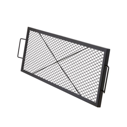 Grelha de Cozinha Retangular X-Marks para Fogueira-Duoku-44 polegadas-em Aço Robusto-com Cabo e Suporte em Fio X-Preto