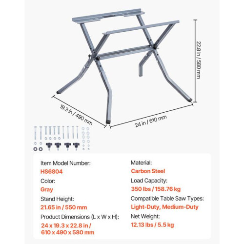 Support pliable pour scie circulaire à table - DUOKU - HS6804 - Capacité 158,8 kg - Acier au carbone - Pliable compact 1
