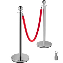 Postes Retráteis - DUOKU - Conjunto de 4 - Aço Inoxidável - Corda de Veludo Vermelho - 96 cm