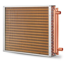Intercambiador de Calor agua a Aire-Duoku-18" x 20"-3 Filas-3/8" Puertos de Cobre-242 Aletas de Aluminio