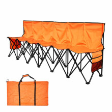 Banco Dobrável Portátil para 6 Pessoas-Duoku-com Bolsos de Armazenamento e Bolsa de Transporte Prática-com Encosto-Laranja