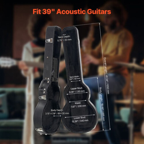 Estojo Rígido para Guitarra Elétrica-Duoku-41,34 polegadas em Forma de Garrafa-com Fecho de Trava-Manopla com Chaves 2