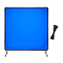 Laserscherm-Duoku-1,74 x 1,74 m-met Frame-Mobiel Beschermgordijn van Brandwerend Vinyl-Voorzien van 4 Wieltjes-Blauw