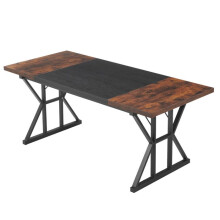 Directiekantoor - DUOKU - 180 x 80 cm - Hout met Metalen Constructie - Capaciteit 68 kg - Zwart en Bruin