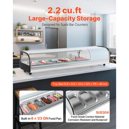 Vitrine Réfrigérée à Sushis - DUOKU - GN-62L - 62 L - Verre Trempé - Éclairage LED 2