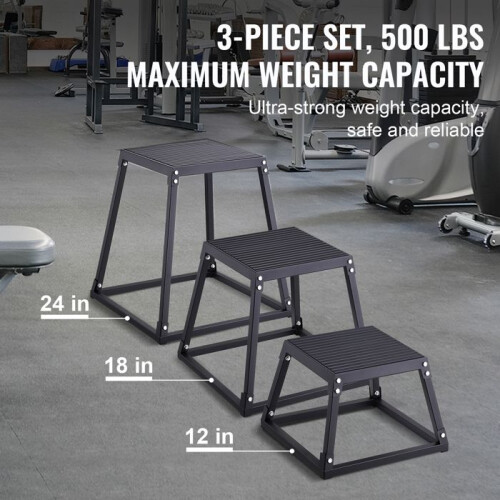 Caixa de Pliometria - DUOKU - 12/18/24 Polegadas - Antiderrapante - Capacidade 227 kg - Preto 2