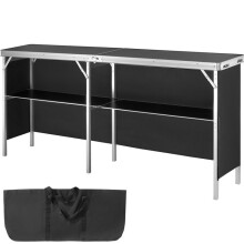 Kannan Taitettava Pöytä-Duoku-ammattilaismessuille-197,5 x 38,5 x 88,5 cm-säilytystelineen ja kantokassin kanssa