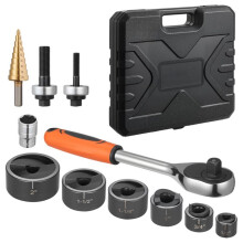 Kit de Perforação a Cliquet-Duoku-6 Punções 12,7-50,8 mm-Ferramenta Manual em Aço 40Cr para Perfuração de Metal, Alumínio e Plástico