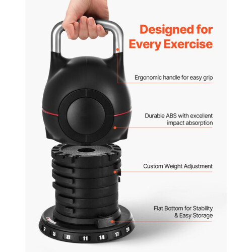 Kettlebell - DUOKU - Ajustable - 7 Niveles de Peso - 2 a 20 kg - Mango de Aluminio 2