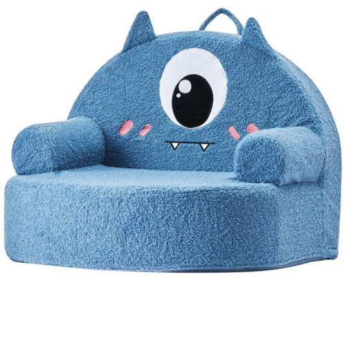 Poltrona per Bambini Confortevole Stile Mostro-Duoku-Sedia in Schiuma con Braccioli-Poltrona per Piccoli Sfoderabile e Lavabile-Blu