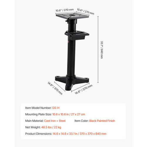 Supporto per Molatrice - DUOKU - GS-H - Piastra 27x27 cm - Base Robusta - Altezza 840 mm 1