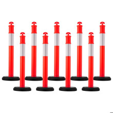 Signalisatiepalen 9 Stuks 114 cm-Duoku-Beperkingselementen met Vullende Basis en Reflecterende Stroken-Rood