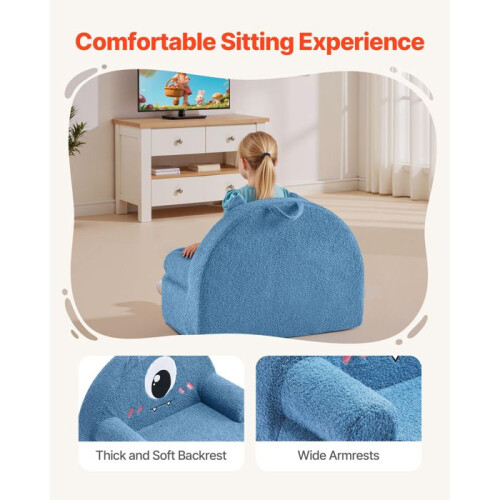 Poltrona per Bambini Confortevole Stile Mostro-Duoku-Sedia in Schiuma con Braccioli-Poltrona per Piccoli Sfoderabile e Lavabile-Blu 1