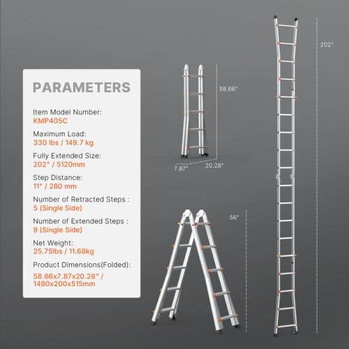 telescoopladder - DUOKU - 16,7 ft - Aluminium - Opvouwbaar - Multifunctioneel 1