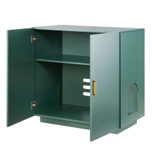 Kattenbakmeubel - DUOKU - KLCB-07 - Houten Kast - 80 x 50 x 79 cm - Donkergroen