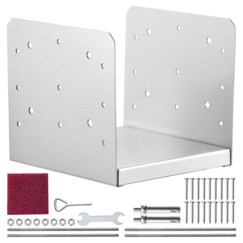 Base de Poste Ajustable - DUOKU - 203,2 x 203,2 mm - Acero Inoxidable - Interior - 4 piezas