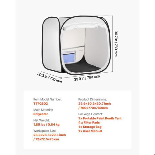 Cabine de peinture - DUOKU - TTP2502 - Pliable - Compacte - 72 x 72,5 x 75 cm 1
