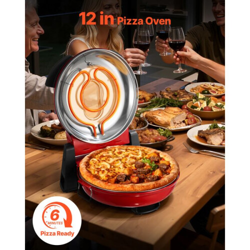 Pizzaoven - DUOKU - Model QL36WT - 1200 W - 5 Temperatuurinstellingen - Rood 2