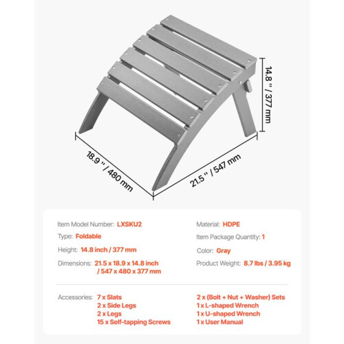 Pufe Dobrável - DUOKU - 21,5x18,9x14,8 polegadas - HDPE - Resistente às Intempéries - Jardim 1