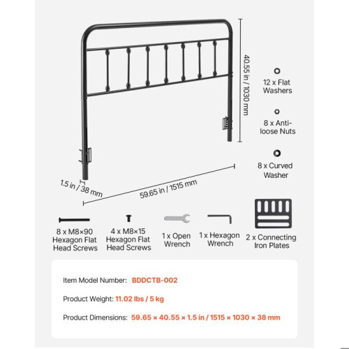 Hoofdbord - DUOKU - Queen Size - Metaal - Stalen Frame - Hedendaags Ontwerp 1