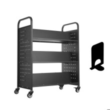 Kirjavaunu-Duoku-Kantokyky 150 kg-Mobiilibiblioteekki-97x51-5x122,5 cm-Kaksipuolinen hylly