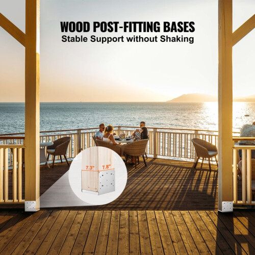 Base de Poste Ajustable - DUOKU - 203,2 x 203,2 mm - Acero Inoxidable - Interior - 4 piezas 2