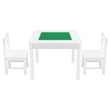 Activiteitentafel voor Kinderen-Duoku-met 2 Stoelen-Multi-functionele Speeltafel-met Omkeerbare Blad voor Bouwblokken