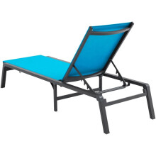 Sofá Cama de Exterior - DUOKU - Modelo 6151 - Ajustable 5 Posiciones - Plegable - Aluminio Azul