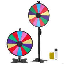 Rueda de Lotería 610 mm-Duoku-Rueda Giratoria de 14 Secciones-Sopote Ajustable-Ruleta Borrable en Seco con 2 Marcadores-6 Colores