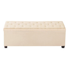 Liina-Duoku-säilytyspenkki, jossa on sivutaskut - Pehmustettu taitettava arkku metallikehyksellä - Monikäyttöinen pouf - Beige