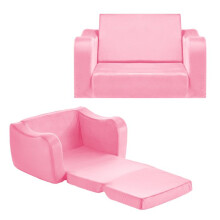 Divano per Bambini 2-in-1-Duoku-Convertibile in Sdraio-Divano Letto Pieghevole e Confortevole-con Braccioli-Rosa, M