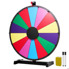 Rueda de Lotería 610 mm-Duoku-Rueda Giratoria sobre Mesa de 14 Secciones-Ruleta Borrable en Seco y 2 Marcadores-6 Colores