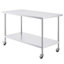 Table de Travail en Acier Inoxydable - DUOKU - HETG-30*60 - 4 Roues - Hauteur Réglable - Cuisine