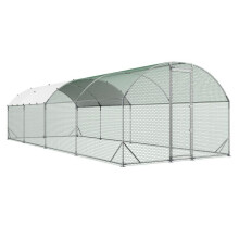 Enclos Métallique pour Poulailler-Duoku-2,7 x 7,6 x 2 m-avec Couverture-Structure Solide-Toit en Dôme-Grande Cage Extérieure