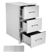 Cajones de Cocina - DUOKU - 16"L x 28,5"H x 20,5"P - Acero Inoxidable 304 - Triple Acceso - 3 Niveles