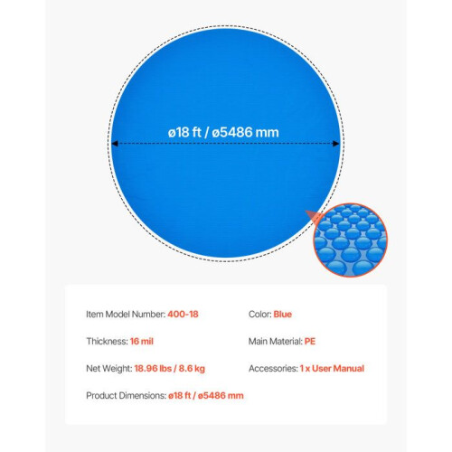 Capa solar - DUOKU - 400-18 - ø5,5 m - PE azul - 0,4 mm 1