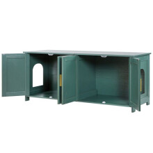 Meubel voor kattenbak - DUOKU - SR253073 - 4 Deuren - Retro groen - Elegante stijl