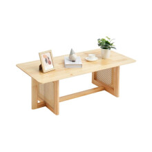 Couchtisch - DUOKU - Rechteckig - Geflochtenes Rattan - Gummiholz - Moderner Boho Stauraum