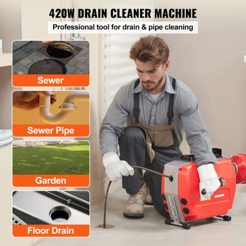 Máquina de limpeza de drenos - DUOKU - Duoku - cabo 120ft x 7/8" - cabo 18ft x 3/8" - motor 420W 2