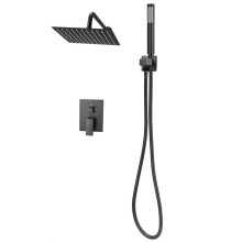 Inbouw Douchekraan Set - Duoku - Douche Systeem met Vierkant Handdouche van 25,4 cm - Douchestang Kit - Muurbevestiging - Zwart