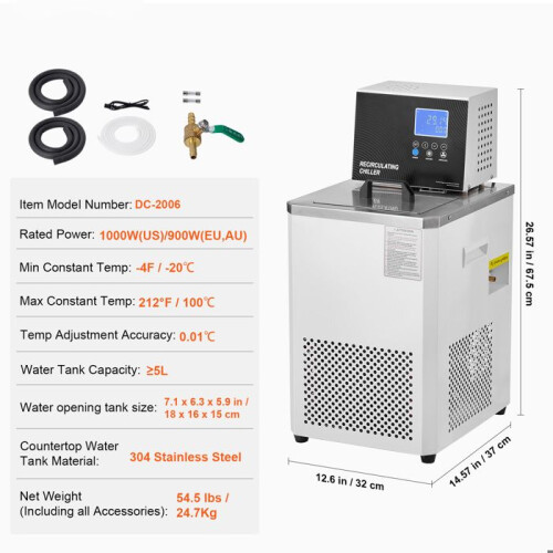 Circulateur Refroidisseur de Laboratoire - DUOKU - DC-2006 - Écran LCD - Double Circulation - 6 L 1