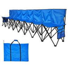 Banco Dobrável Portátil para 8 Pessoas-Duoku-com Bolsos de Armazenamento e Saco de Transporte Prático-Assento Leve com Encosto-Azul
